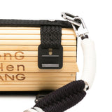 Borsa in bambù con tracolla intrecciata rimovibile in beige e nero Feng chen wang - unisex 