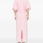 Abito lungo con scollo a V in rosa 