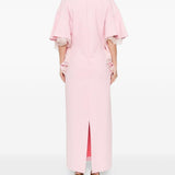 Abito lungo con scollo a V in rosa 