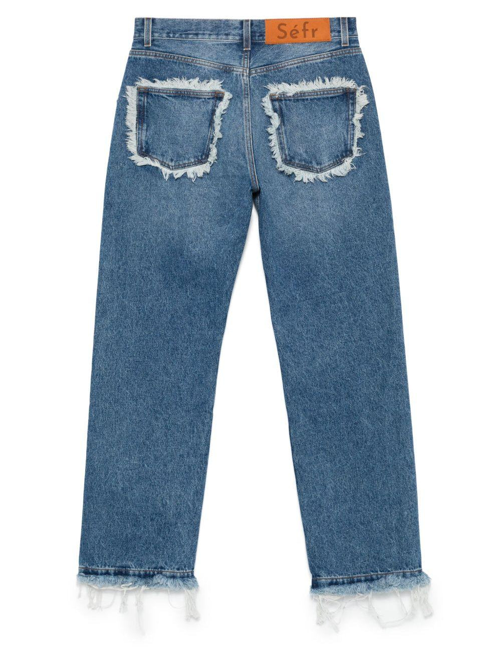 Jeans con frange in blu Sefr - uomo 