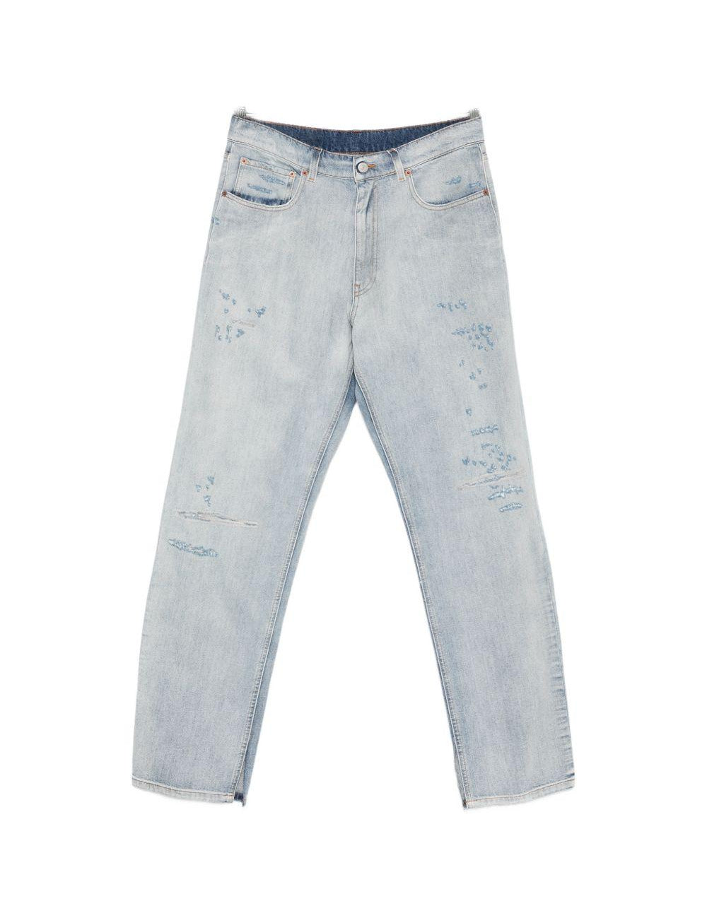 Jeans con effetto vissuto in blu Mm6 maison margiela - uomo 