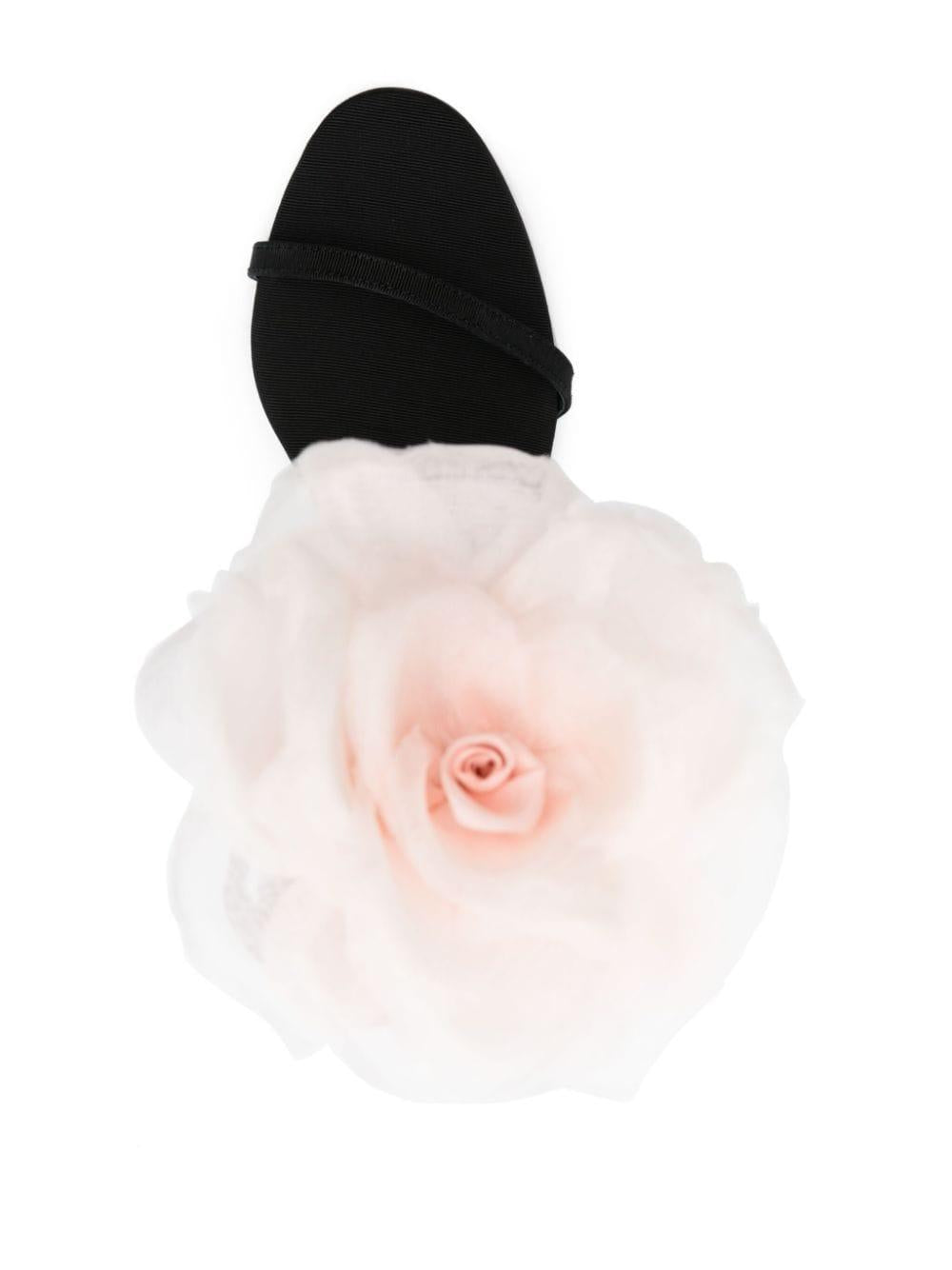 Sandali con applicazioni a fiore in nero - donna 