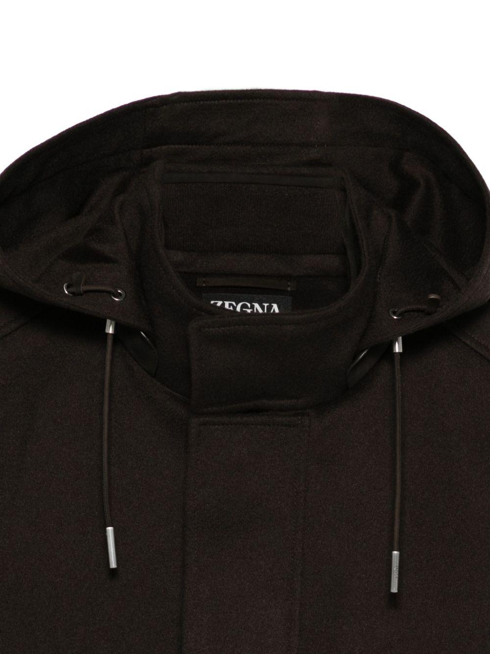 Giacca con cappuccio e coulisse in marrone Zegna - uomo 