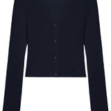 Cardigan crop a coste fini in blu navy Courrèges - donna 