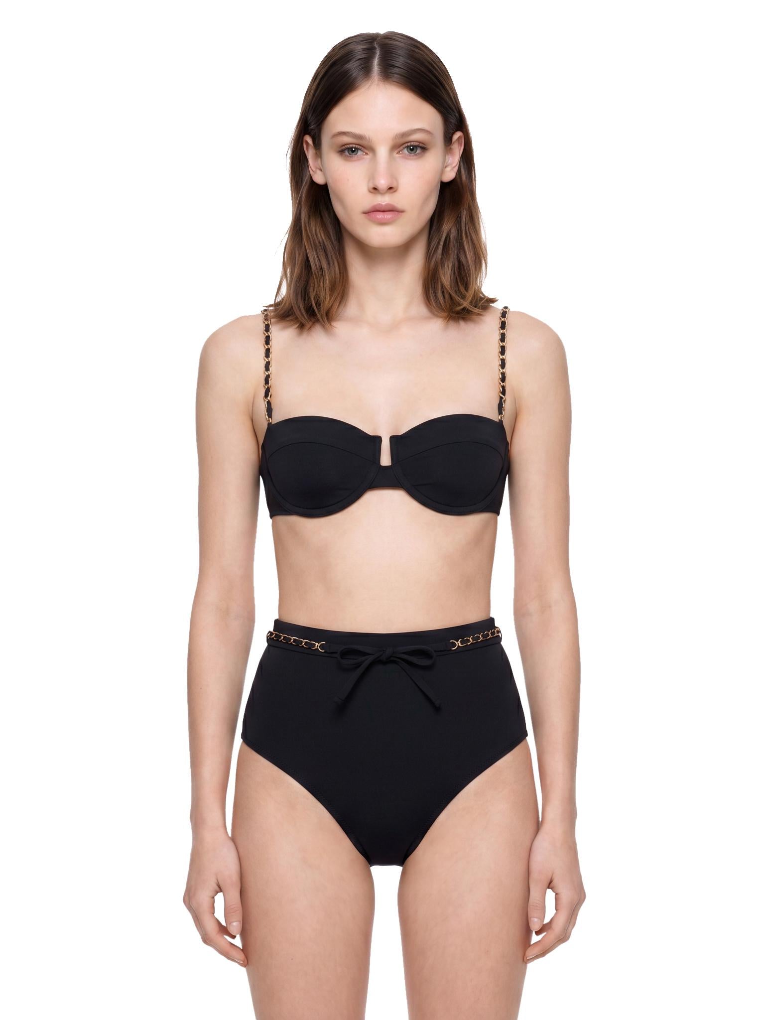 Bikini bandeau Roselight in nero 