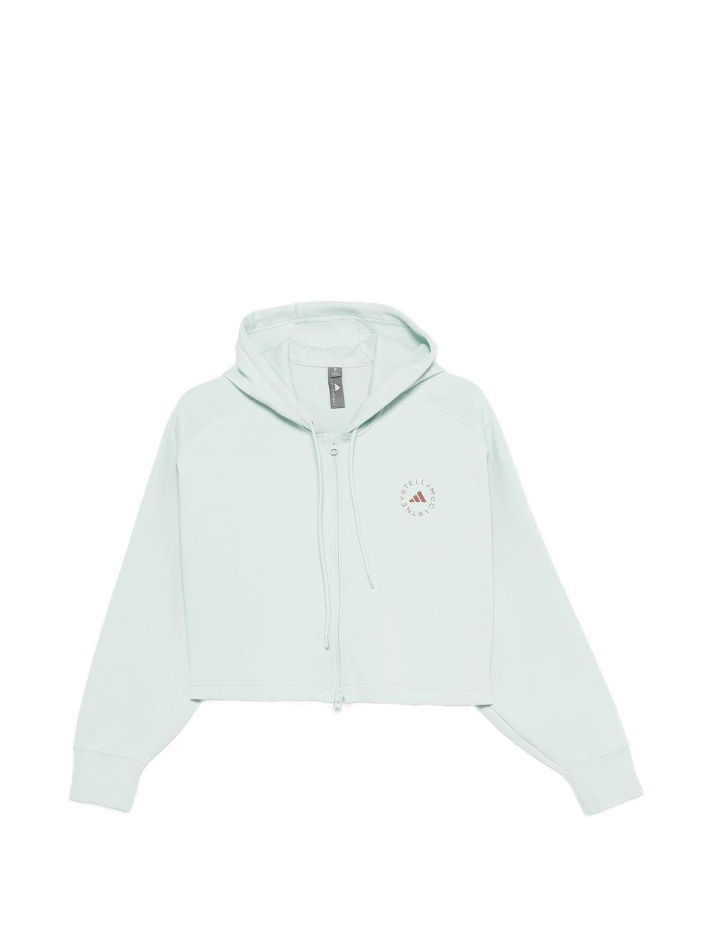 Felpa con stampa logo in verde Adidas by stella mc cartney - donna 