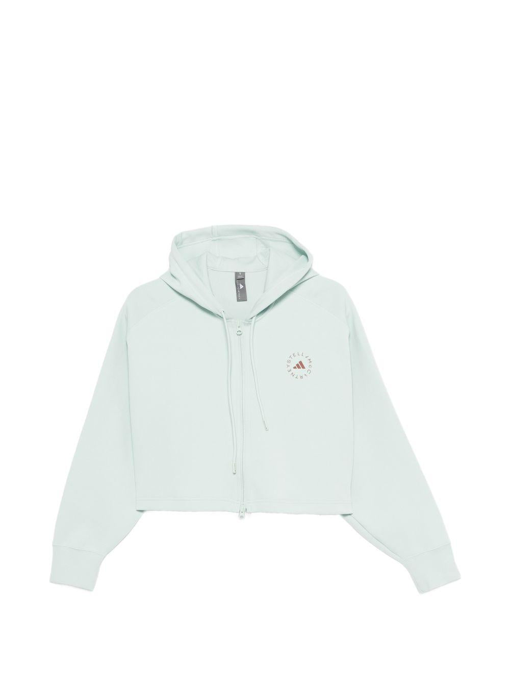 Felpa con stampa logo in verde Adidas by stella mc cartney - donna 
