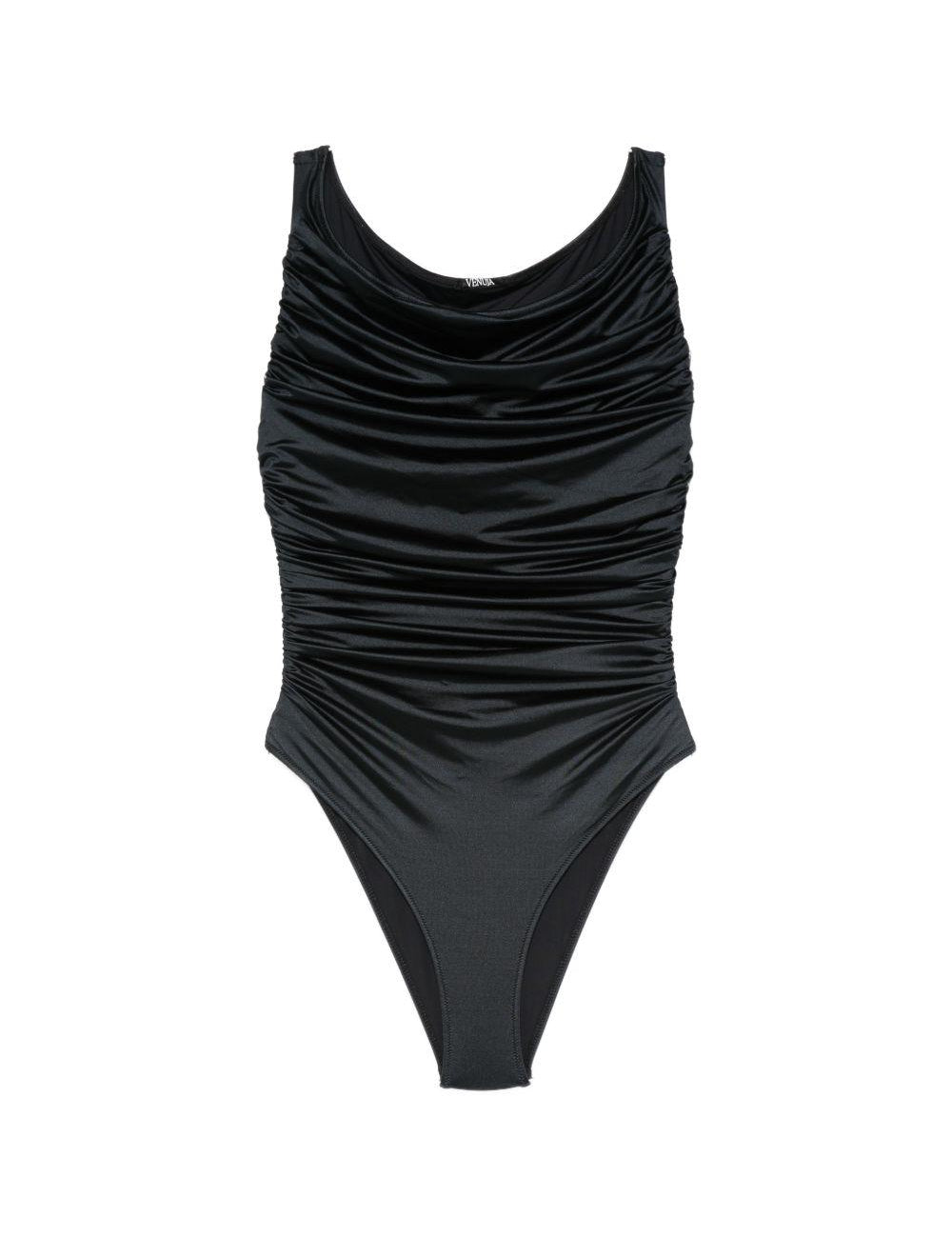 Costume da bagno con scollo arricciato in nero Venuja - donna 