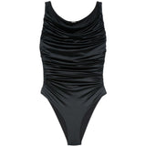 Costume da bagno con scollo arricciato in nero Venuja - donna 