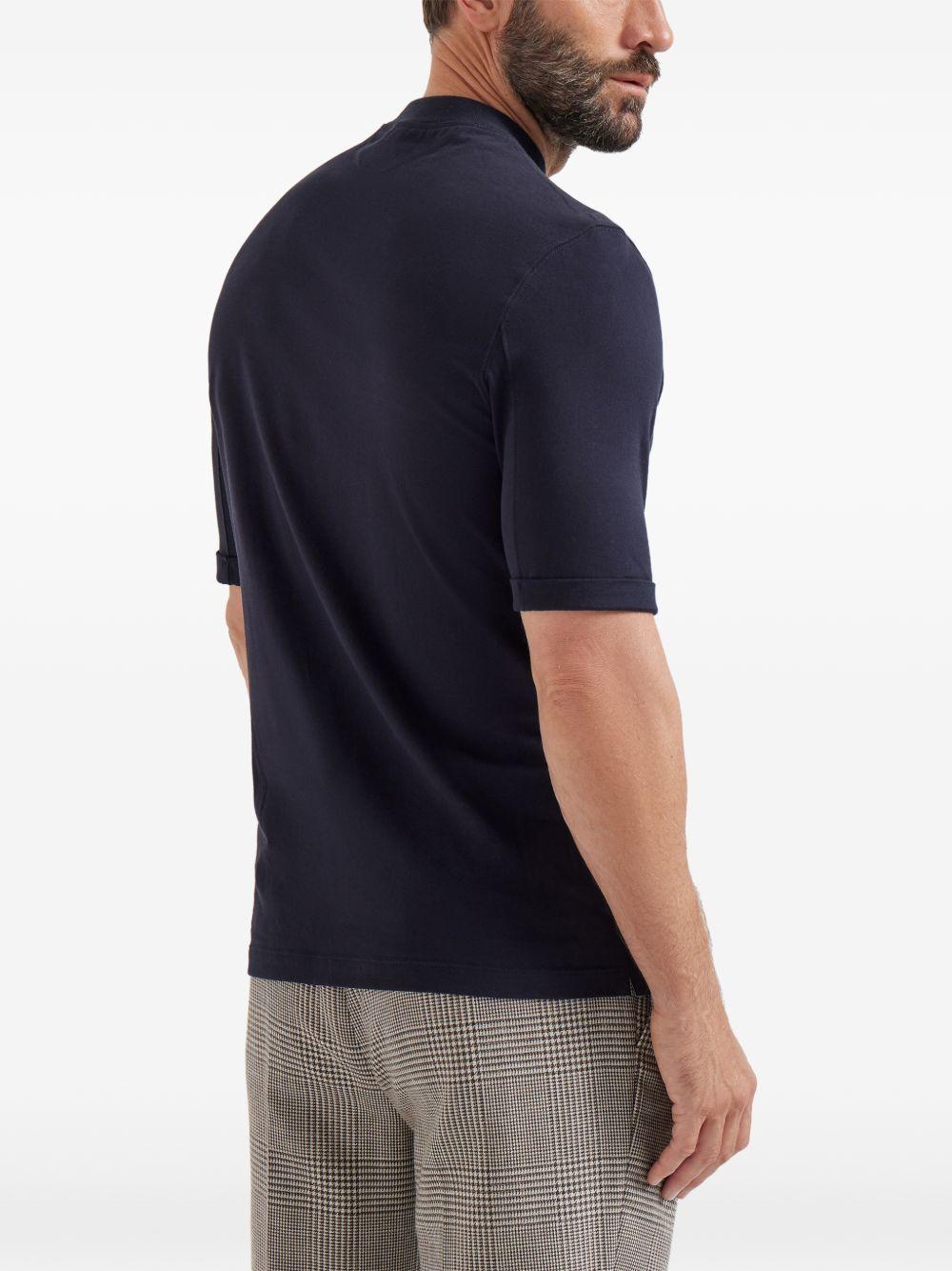 T-shirt con collo rialzato in blu Brunello cucinelli - uomo 