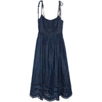 Abito midi in denim ricamato Mahon in blu 