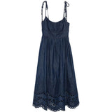 Abito midi in denim ricamato Mahon in blu 