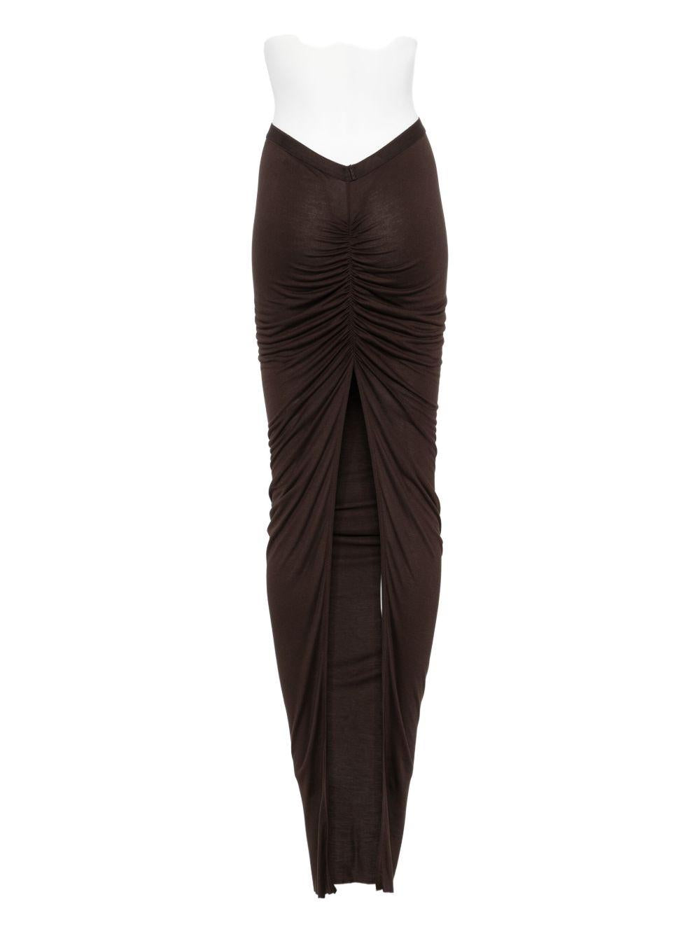 Gonna midi con ruches in marrone Rick Owens Lilies -  donna 