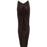 Gonna midi con ruches in marrone Rick Owens Lilies -  donna 