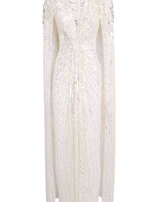 Abito da sera con paillettes goldfinger 007 in avorio Jenny packham - donna 