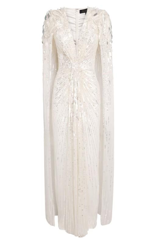 Abito da sera con paillettes goldfinger 007 in avorio Jenny packham - donna 