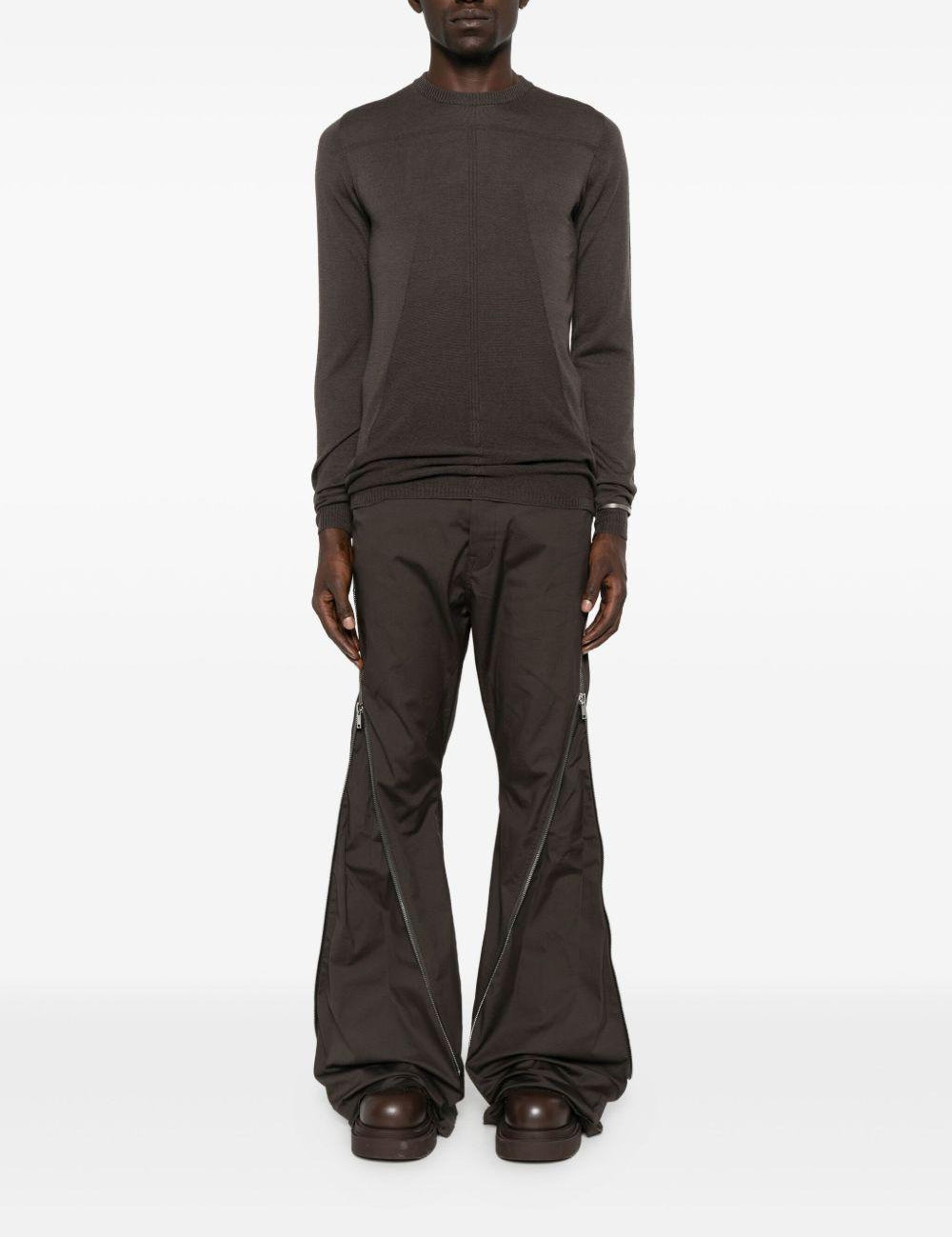 Pantaloni con zip in marrone Rick owens - uomo 