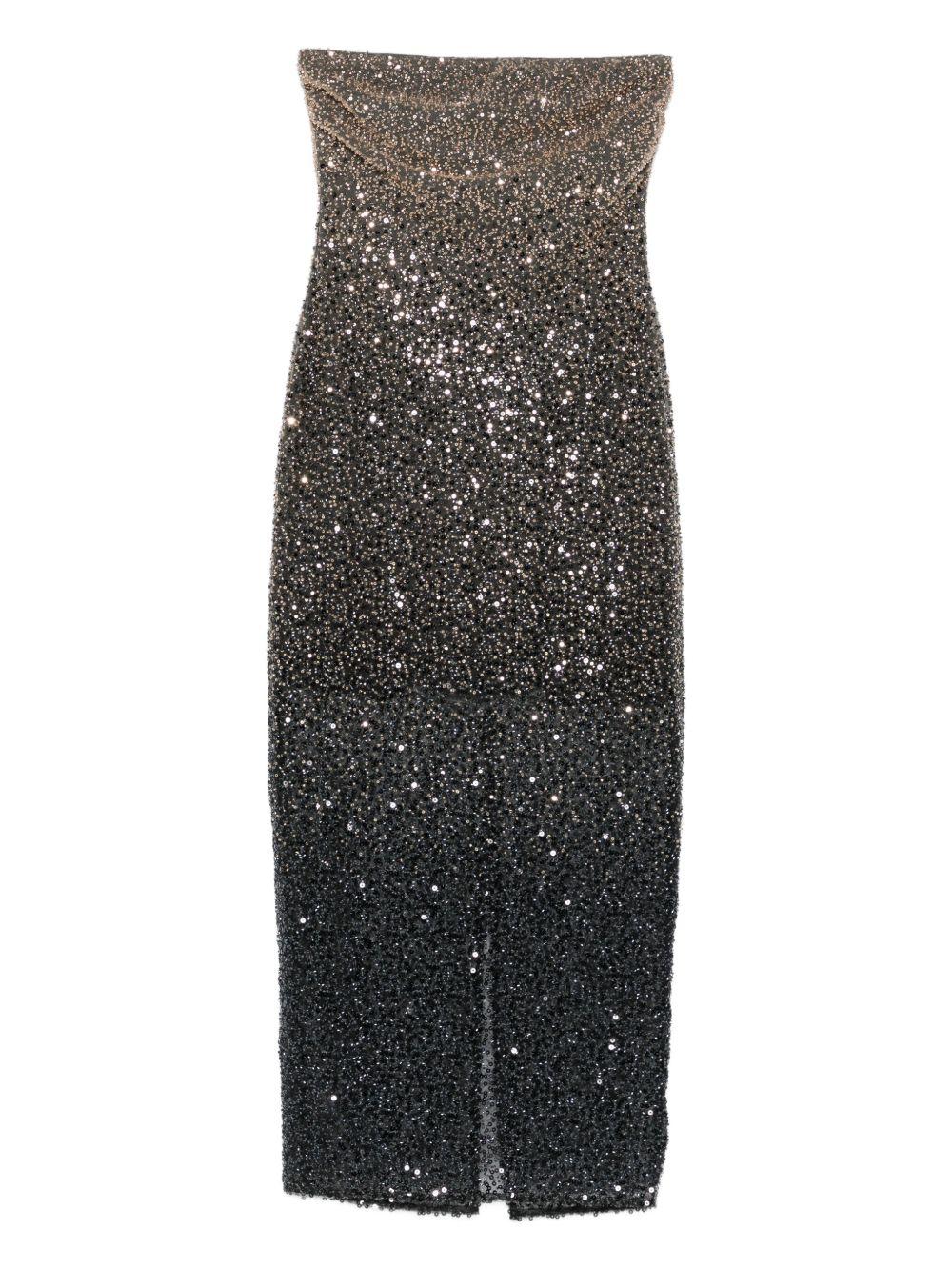 Abito midi con paillettes in nero Rotate - donna 