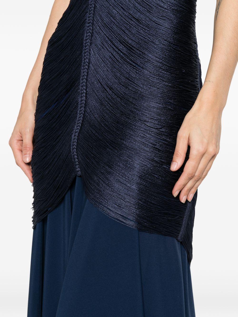 Abito lungo con frange in blu Bless - donna 