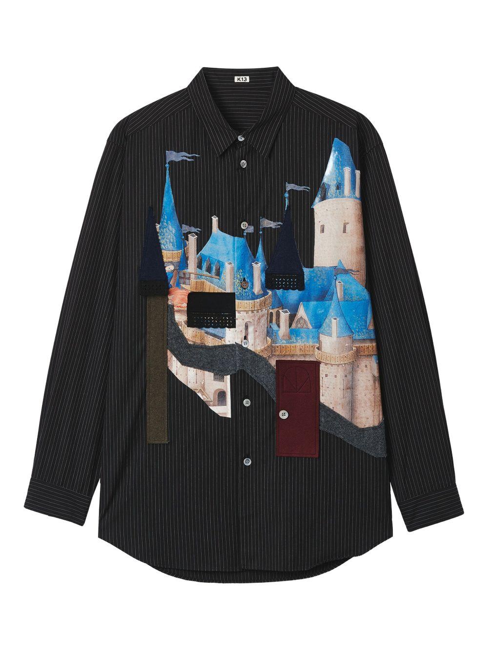 Camicia con stampa grafica in nero Khoki - uomo 