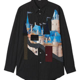 Camicia con stampa grafica in nero Khoki - uomo 