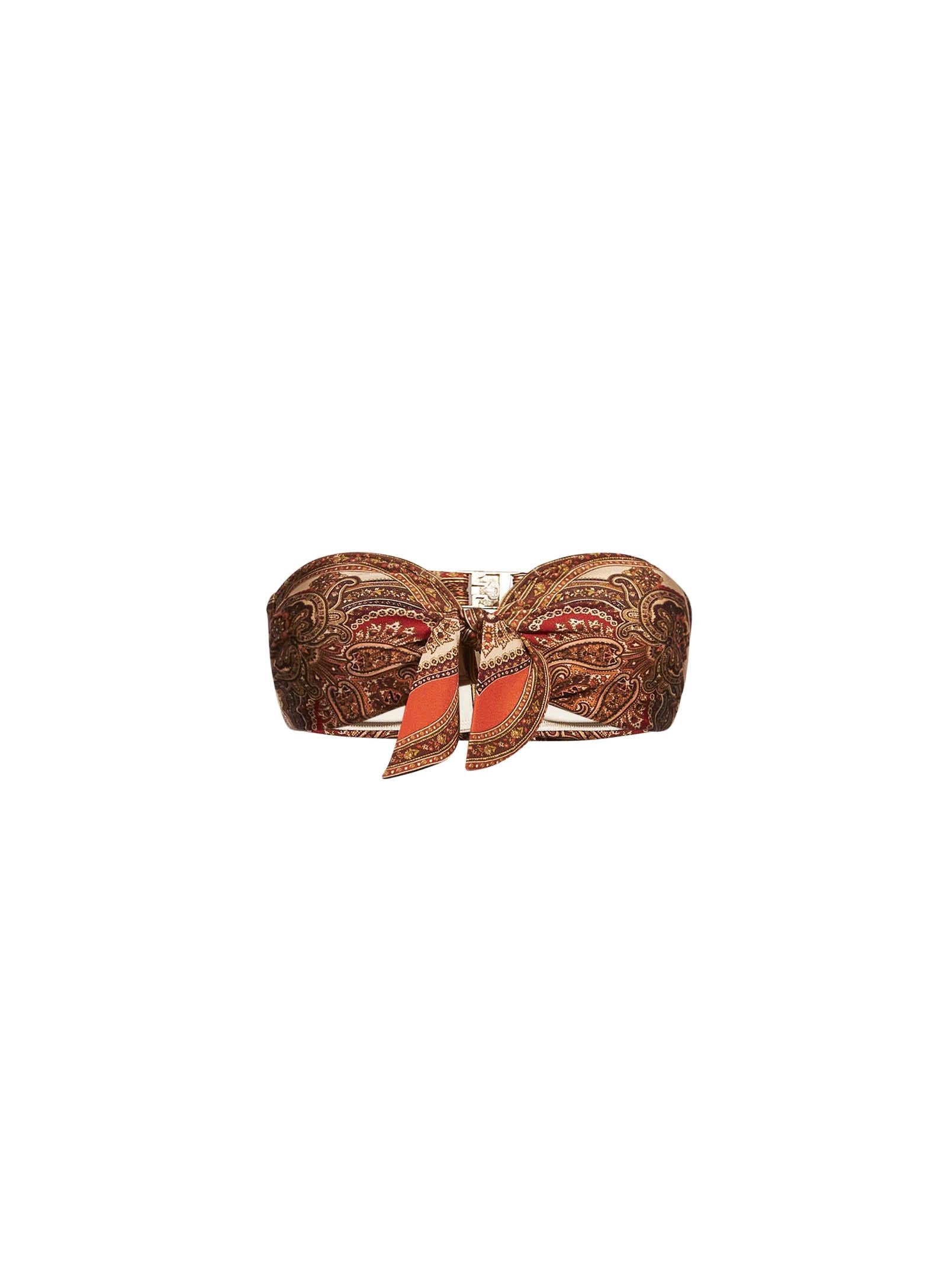 Top bikini con stampa paisley Mahon in arancione 
