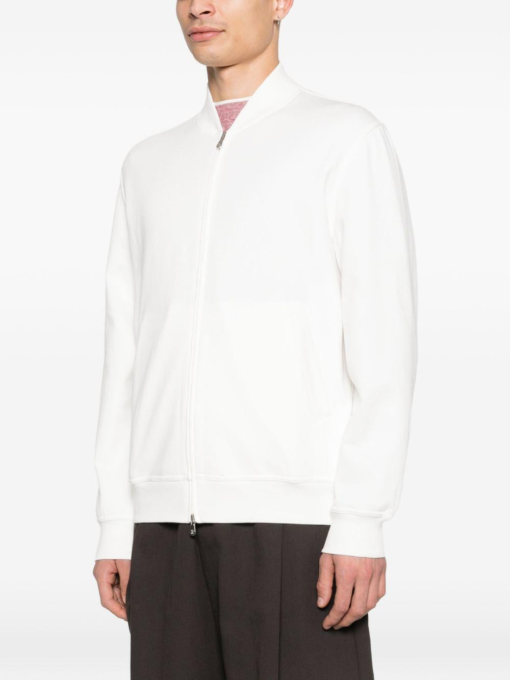Felpa con zip in bianco Brunello cucinelli - uomo 