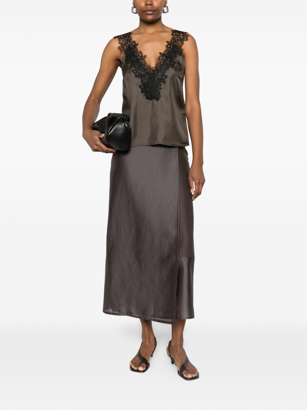 Gonna amora in organza in marrone R2w - donna 
