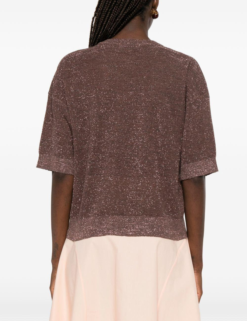 Top con effetto metallico in marrone Brunello cucinelli - donna 