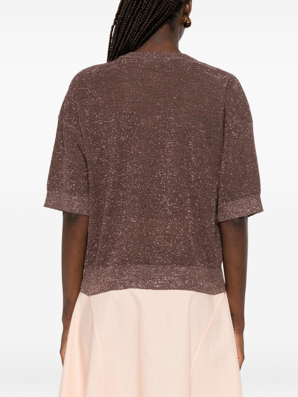Top con effetto metallico in marrone Brunello cucinelli - donna 