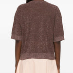 Top con effetto metallico in marrone Brunello cucinelli - donna 