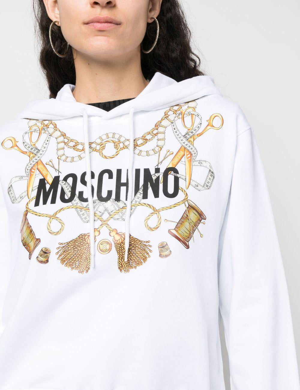 Felpa con cappuccio in bianco Moschino - donna 