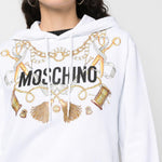 Felpa con cappuccio in bianco Moschino - donna 