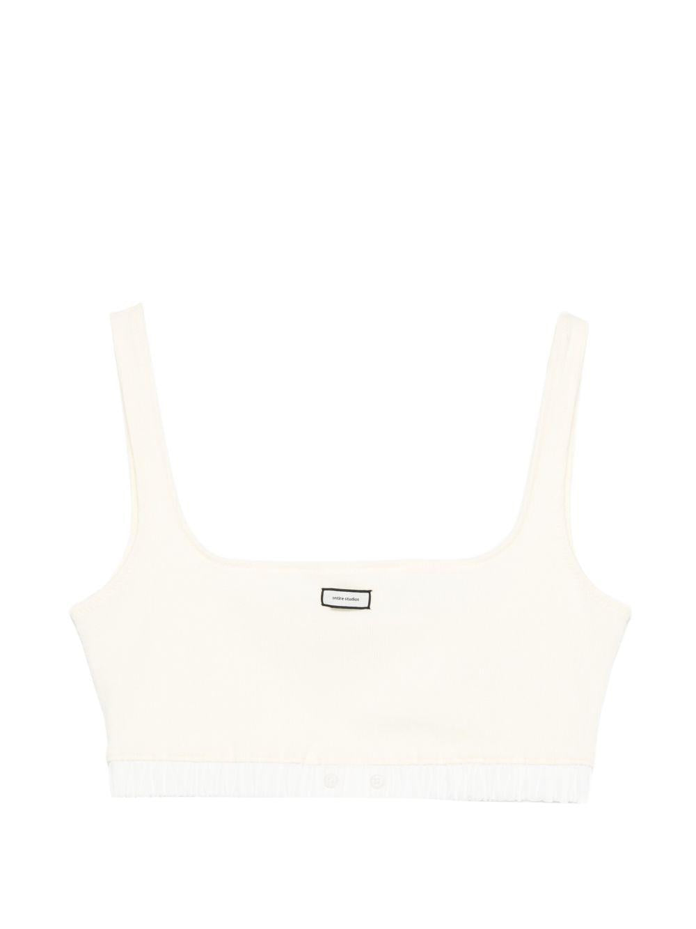 Top crop con logo in bianco Entire studios - donna 