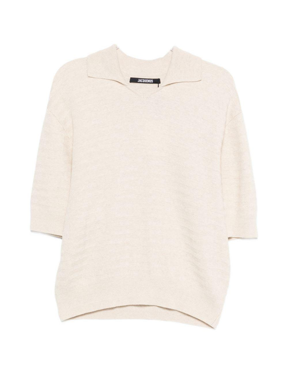Polo in maglia in avorio Jacquemus - uomo 