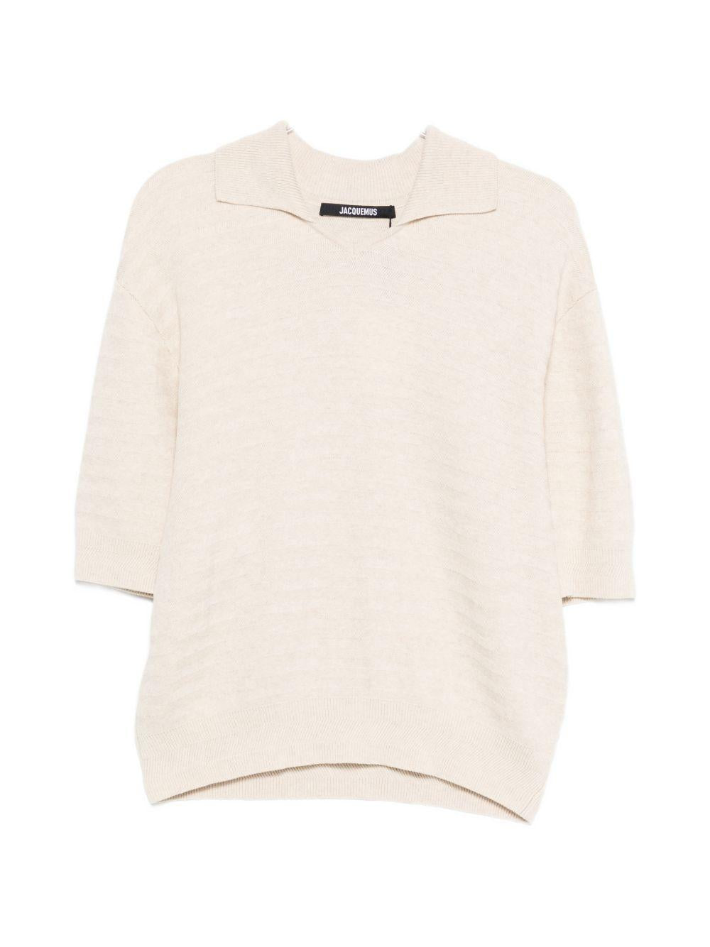 Polo in maglia in avorio Jacquemus - uomo 