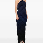 Abito lungo con frange in blu Bless - donna 