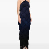 Abito lungo con frange in blu Bless - donna 