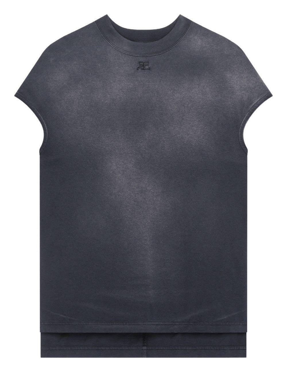 T-shirt con logo in nero Courrèges - donna 