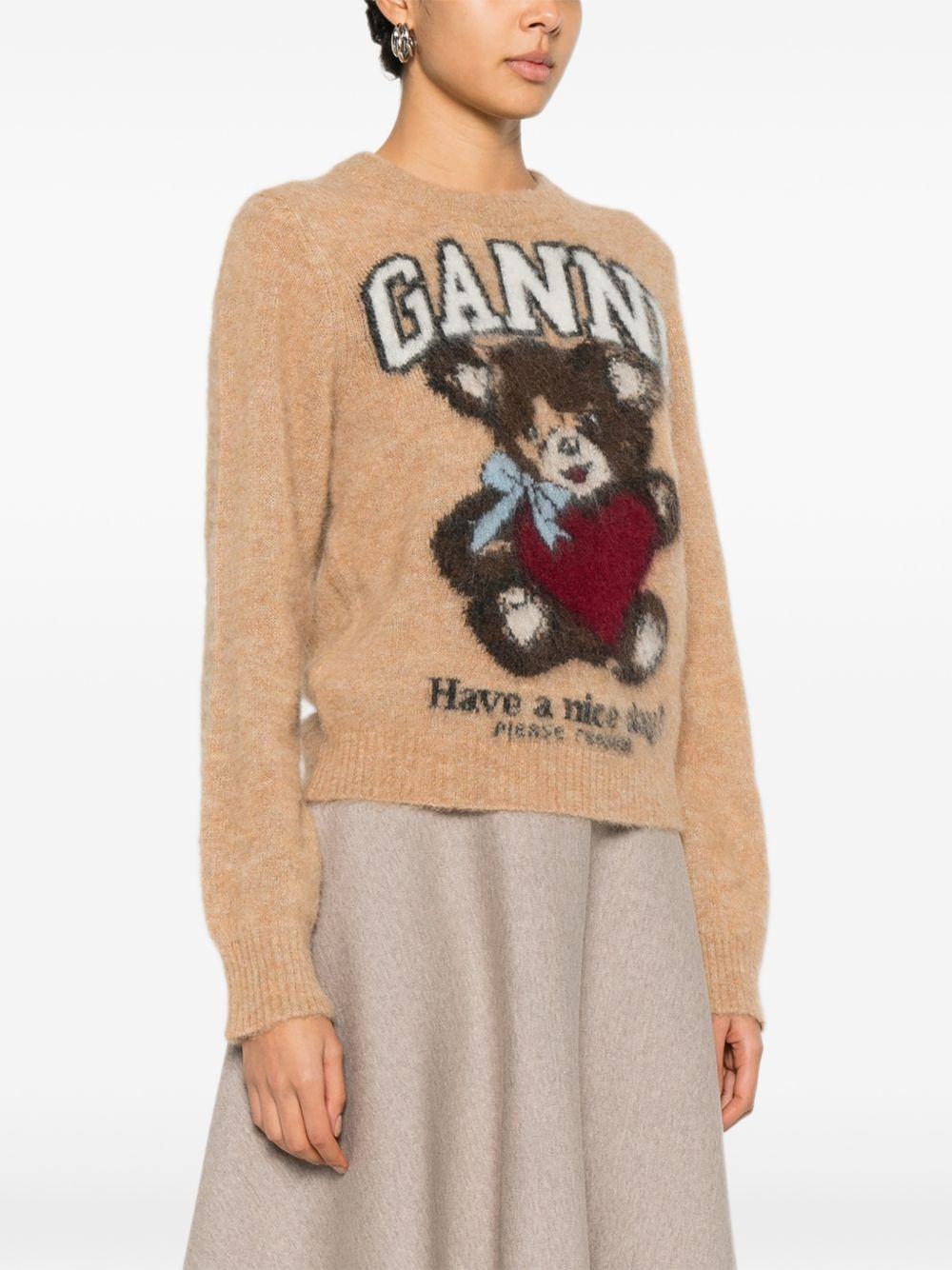Maglione con motivo jacquard in marrone Ganni - donna 