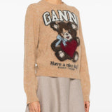 Maglione con motivo jacquard in marrone Ganni - donna 