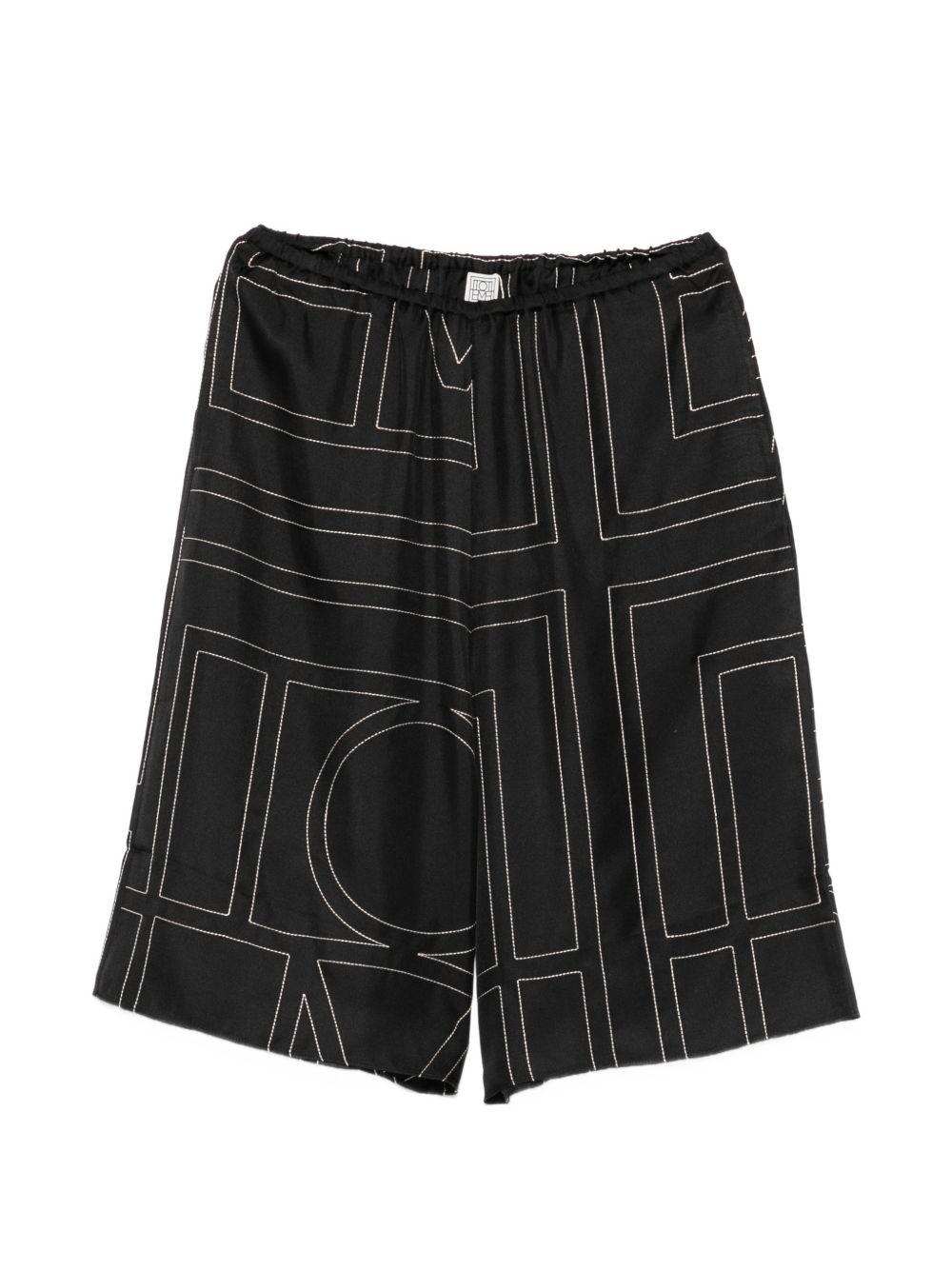 Pantaloncini con stampa monogramma in nero Toteme - donna 