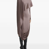 Abito drappeggiato collo alto in marrona taupe Mugler - donna 