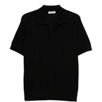 T-shirt a coste con collo polo in nero Kangra - uomo 