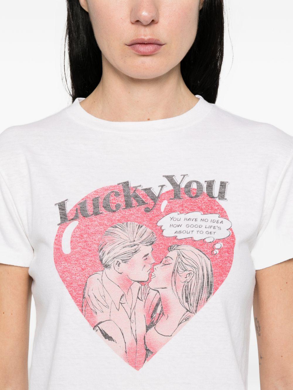 T-shirt Lucky You in bianco Re/done - donna 