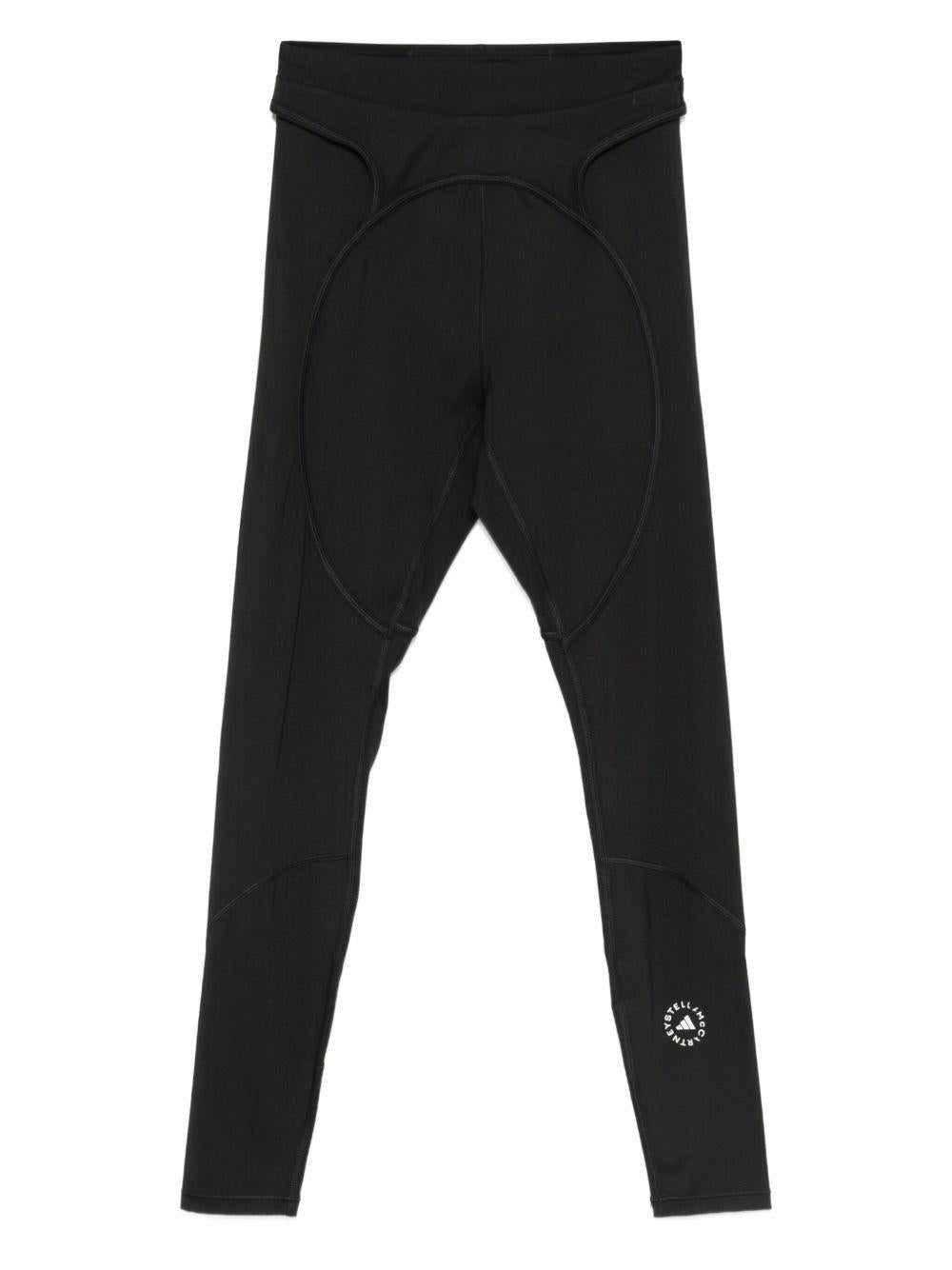 Leggings con logo in nero Adidas by stella mc cartney - donna 