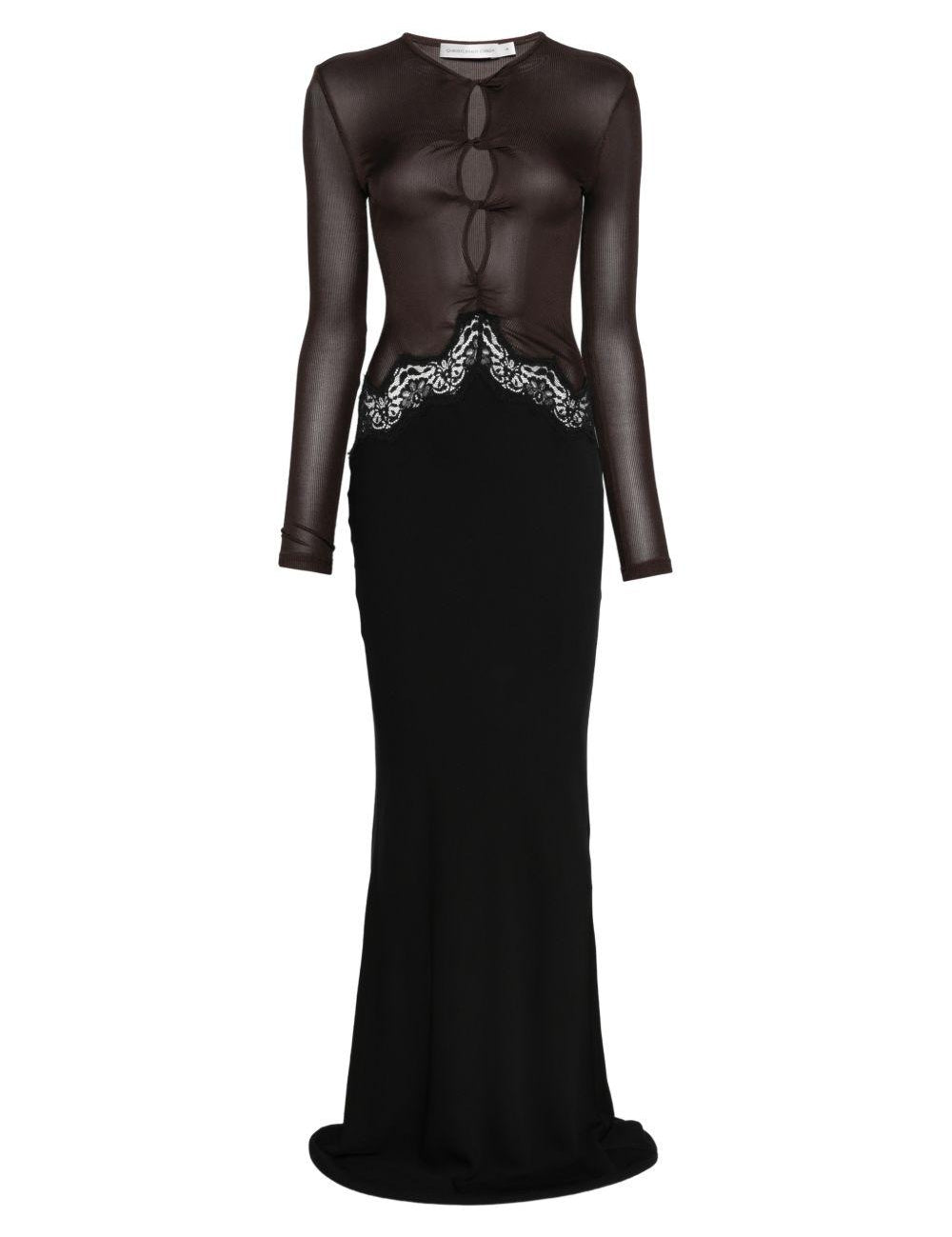 Abito da sera con dettagli in pizzo in nero Christopher esber - donna 