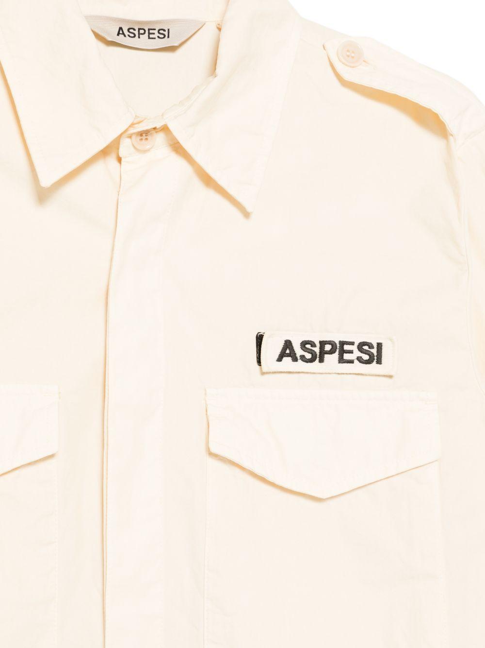 Camicia con patch logo e epaulette in avorio Aspesi - uomo 