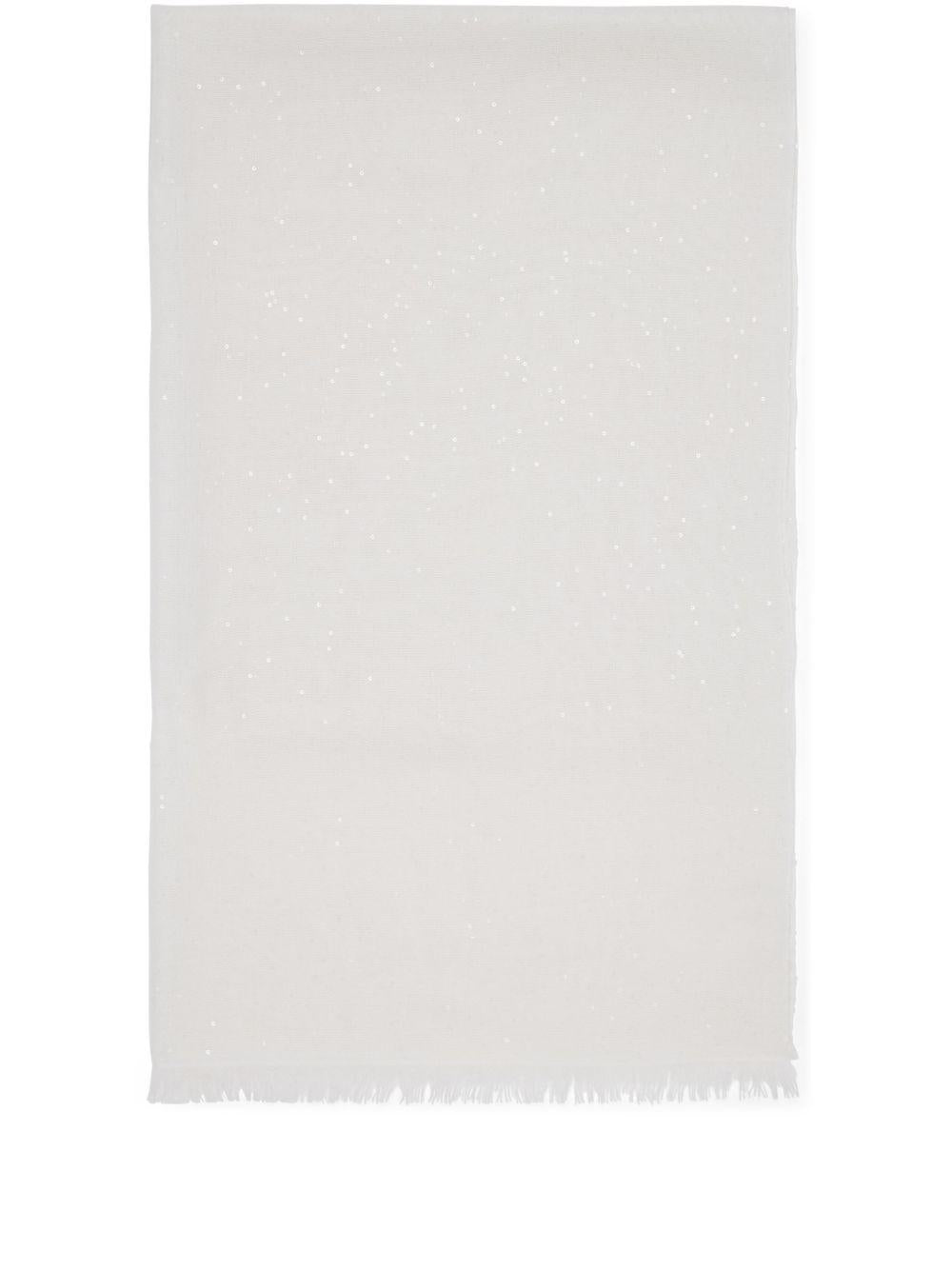 Sciarpa oversize con frange in bianco Brunello cucinelli - donna 
