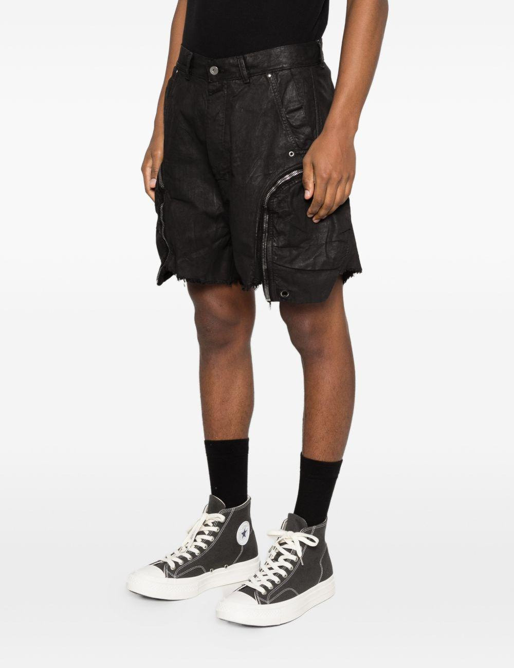 Shorts bauhaus con bordi sfilacciati in nero Rick owens drkshdw - uomo 